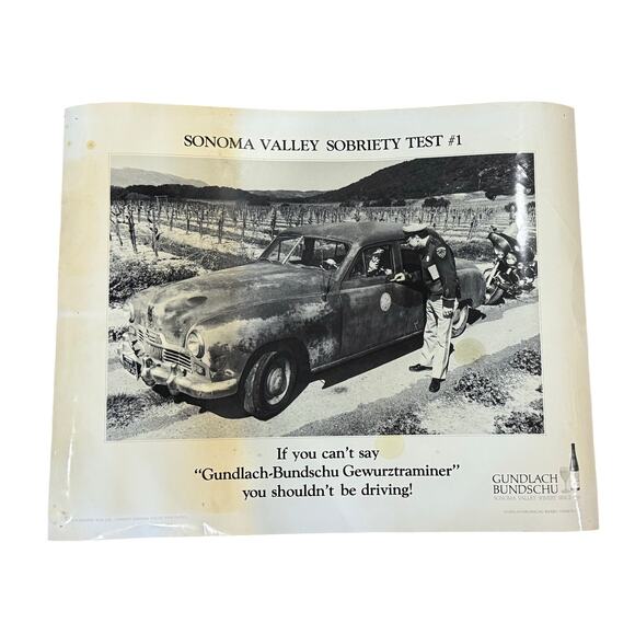Gundlach Bundschu Wine Advertising Poster Sonoma Valley Winery Sobriety Test - Picture 1 of 13